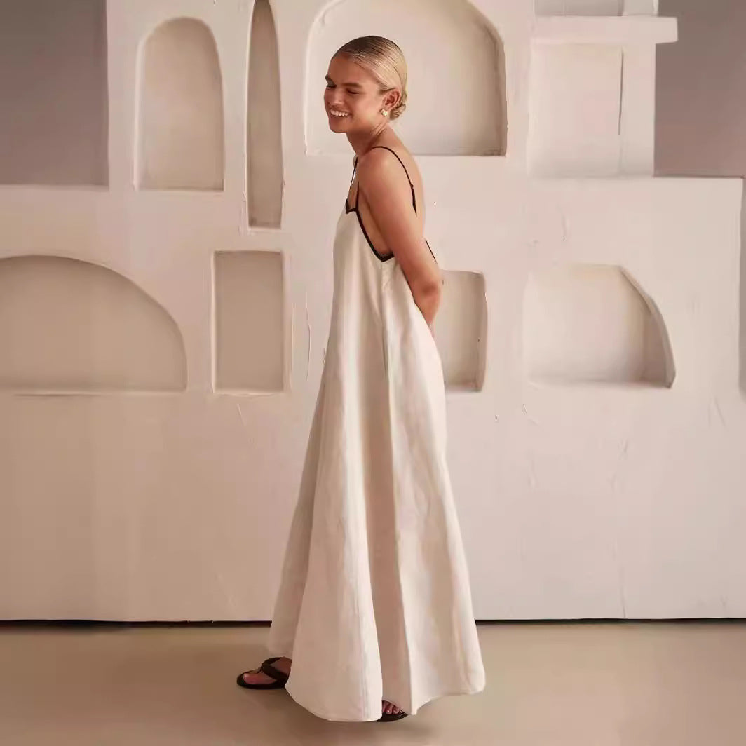 Bellivia™ | CONTRAST LINNEN MAXI JURK