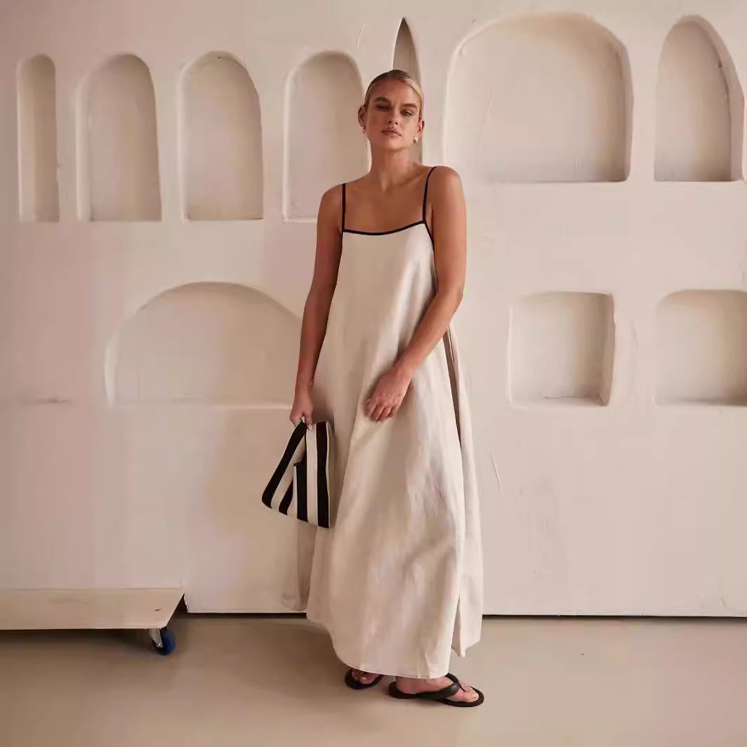 Bellivia™ | CONTRAST LINNEN MAXI JURK
