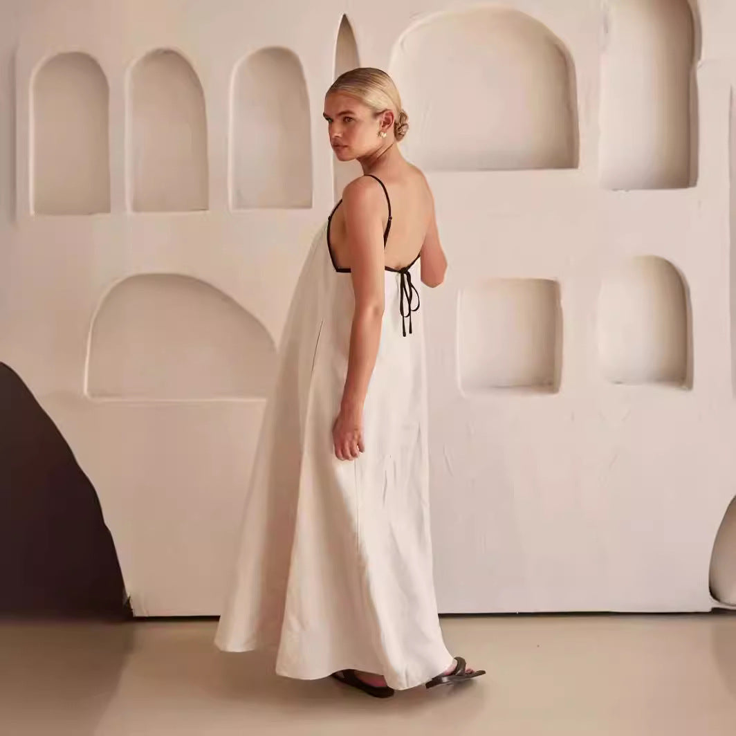 Bellivia™ | CONTRAST LINNEN MAXI JURK