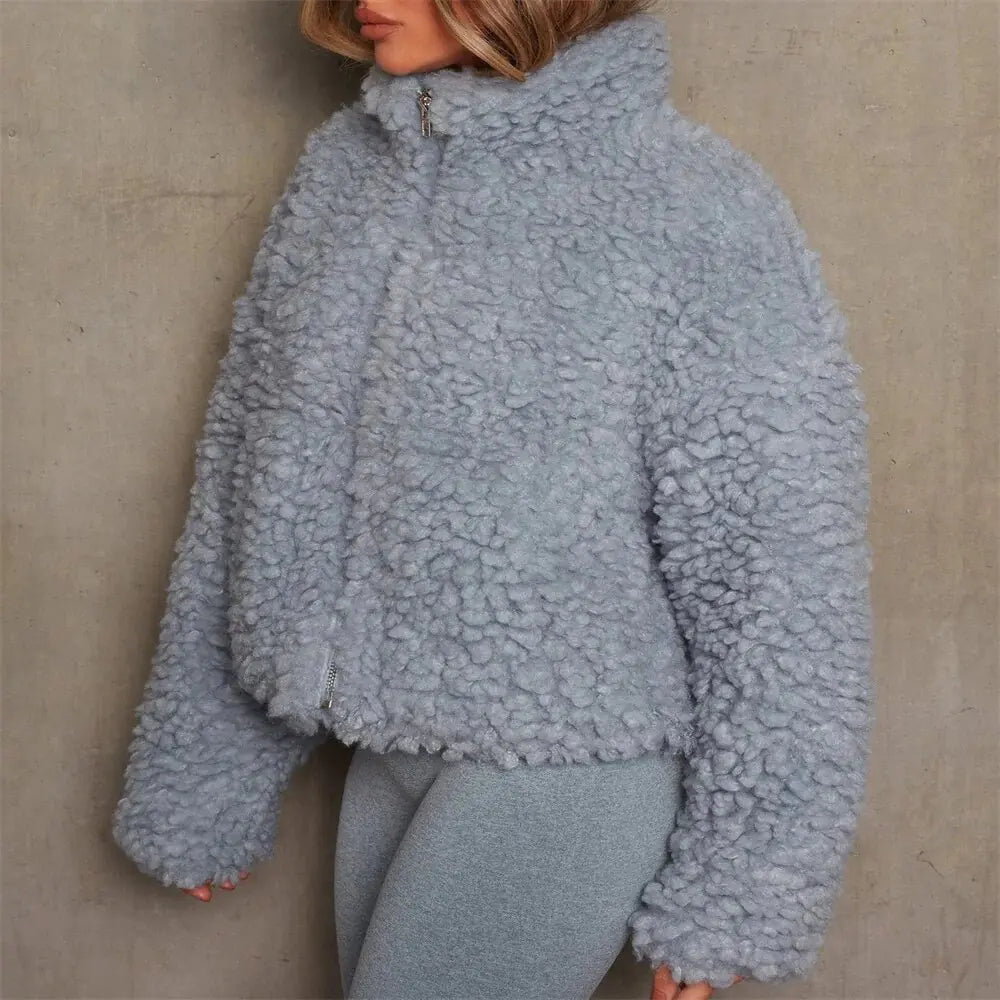 Ariana - Stijlvolle vrouwen pluche zip-up jas