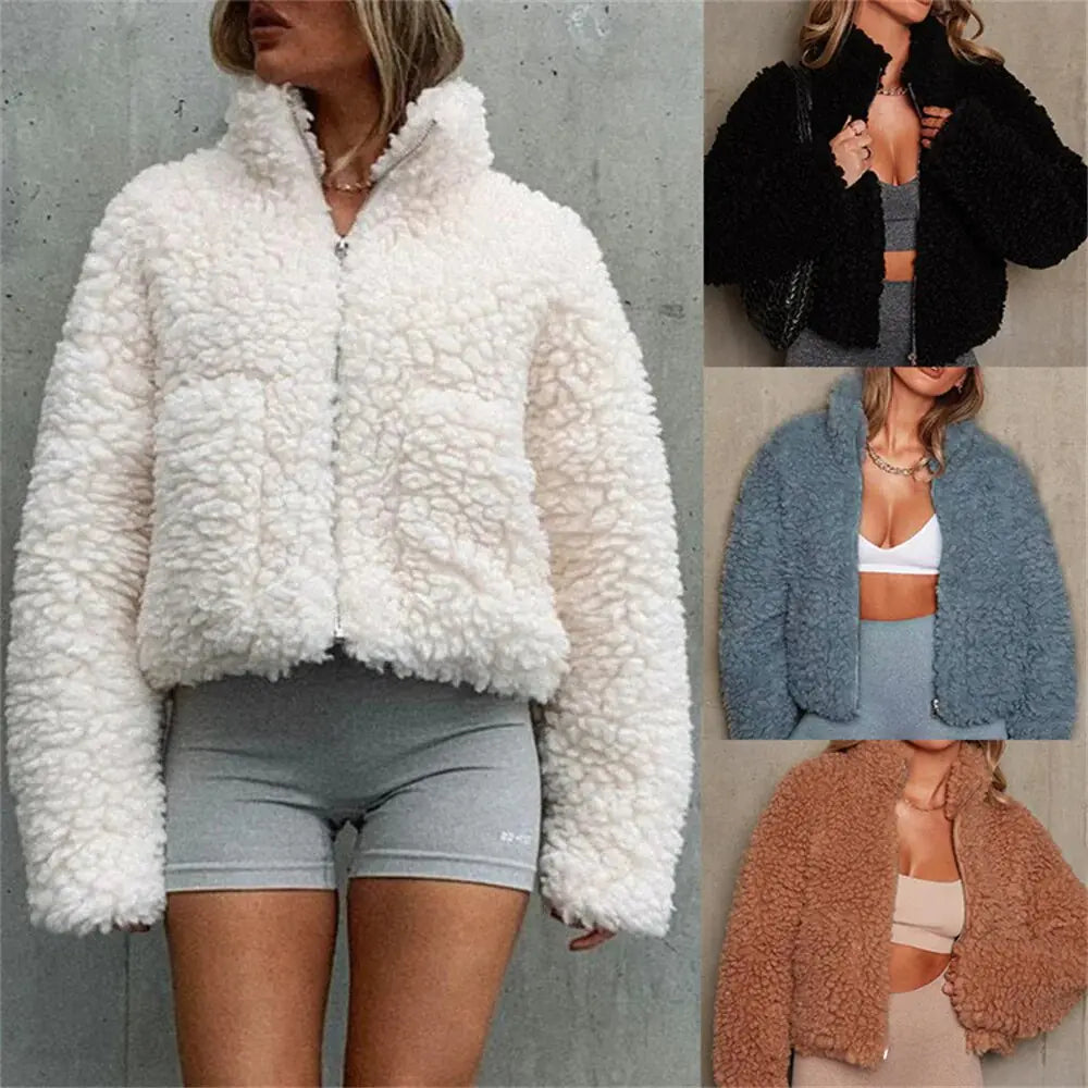 Ariana - Stijlvolle vrouwen pluche zip-up jas