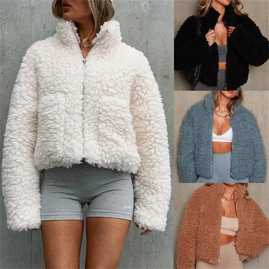 Ariana - Stijlvolle vrouwen pluche zip-up jas