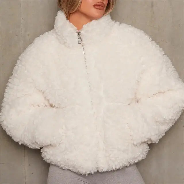 Ariana - Stijlvolle vrouwen pluche zip-up jas