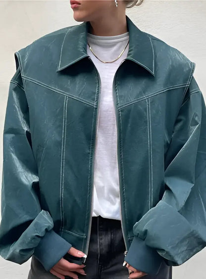 PU Leather Bomber Jacket 