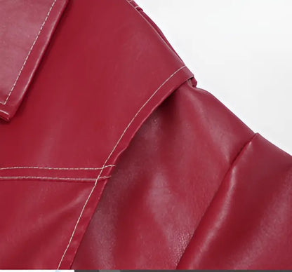 PU Leather Bomber Jacket 