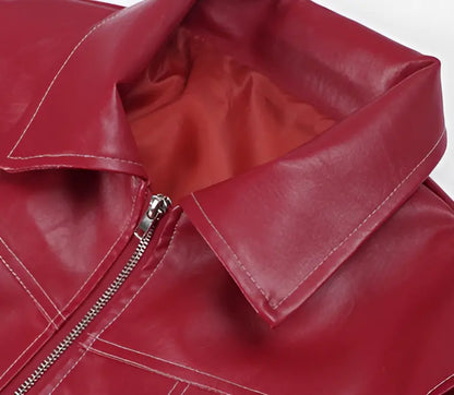 PU Leather Bomber Jacket 